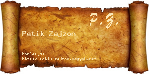 Petik Zajzon névjegykártya